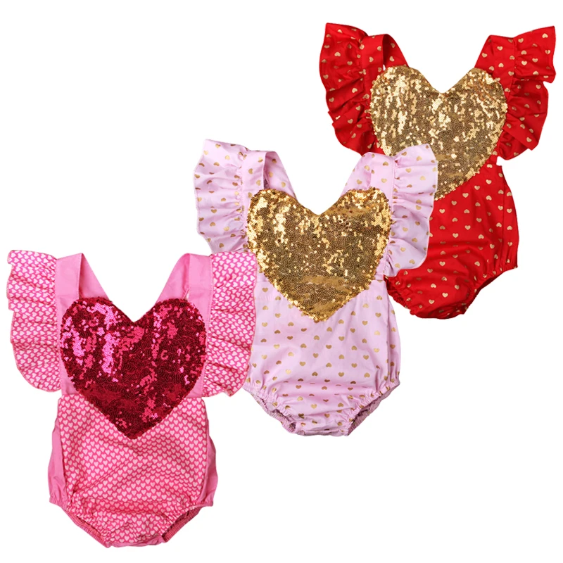Love Heart Baby Rompers Girl Costumes Set Kids Jumpsuit Cotton Summer Sleeveless Bodysuit Photo Props Outfit Clothing Sets DS40 | Мать и