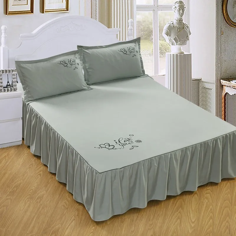 Solid Color Bed Skirts Queen Size Polyester Cotton 1pcs Comfortable Soft Multi color Home Bed Covering