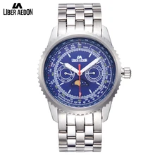 Liber Aedon Silver Stainless Steel Men’s Watches Top Brand Luxury Business Quartz Leisure Sport Mens Multifunction Wrist Watch