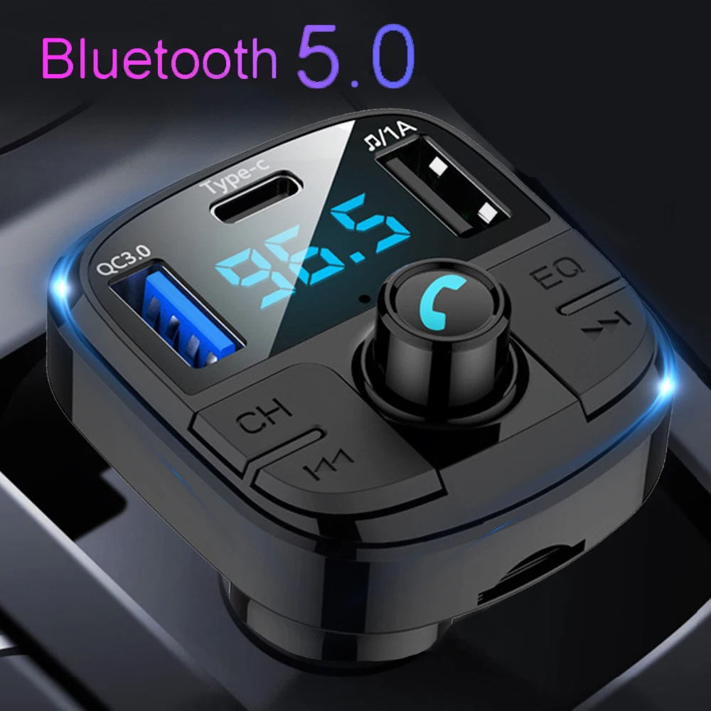 JINSERTA Bluetooth 5,0 Автомобильный Mp3 музыкальный плеер QC3.0 FM трансимтер модулятор двойной USB и type-C зарядное устройство с TF U диск