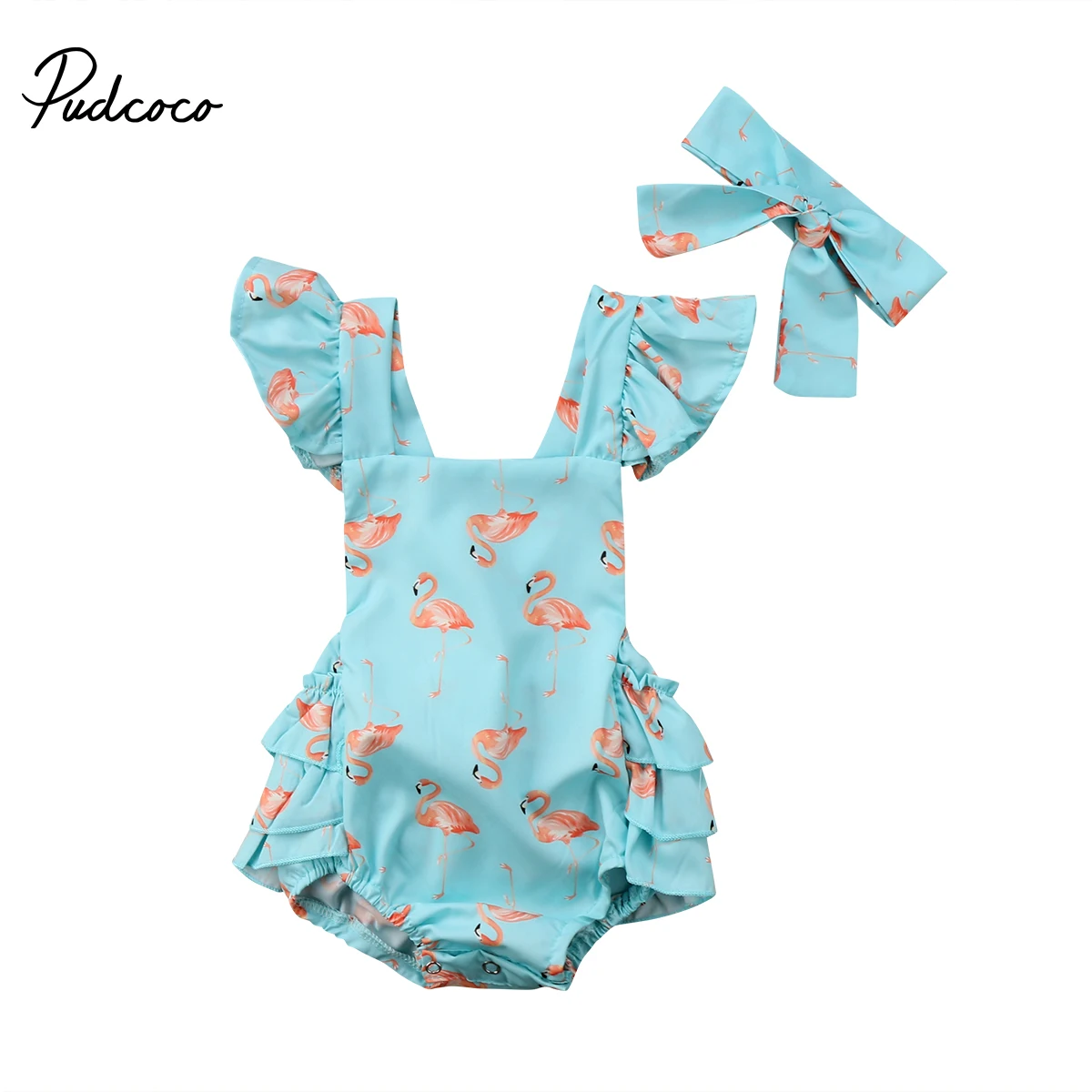 

2018 Brand New Toddler Newborn Infant Flamingo Baby Girls Tutu Romper Jumpsuit Jumper Headband 2Pcs Set Outfit Ruffled Clothes