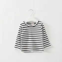 

BC 2016 Spring sytle Kids baby boy baby 100% cotton long-sleeved Black white striped T-shirt bottoming t shirt for 80~100cm L011