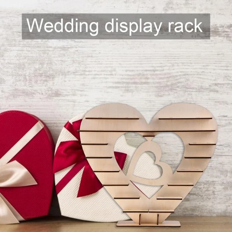 

Wooden Chocolate Display Stand Heart Shaped Sweets Candies Holder Decoration