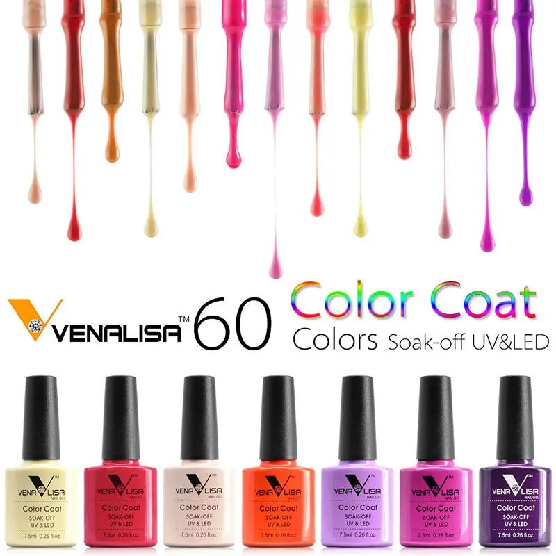 61508 Free Shipping Venalisa Base Coat&NoWipe Top Coat +60 Colors Nail