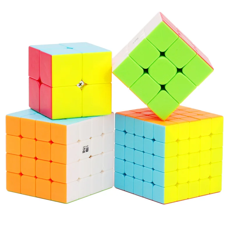 Mipozor QIYI 4 шт./упак. водонепроницаемый Stickerless Magic Скорость Cube 2x2x2 3x3x3, 4x4x4, 5x5x5, головоломка, развивающие игрушки