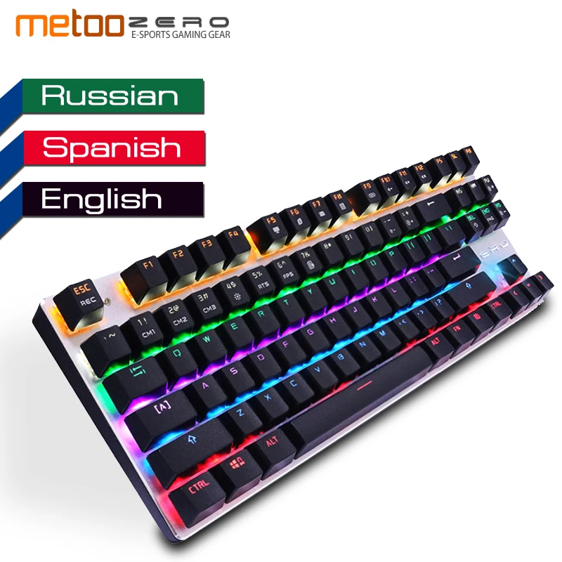 

Metoo Gaming Mechanical Keyboard 87/104 keys Anti-ghosting Luminous Blue Red Black Switch Backlit LED wired Keyboard for gamer