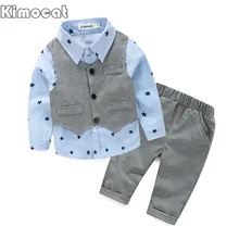 2017 Printemps Bébé Garçon gentleman costume shirt + salopette 2 pcs à manches longues T-shirt de garçons pantalon enfants vêtements enfants vêtements ensemble