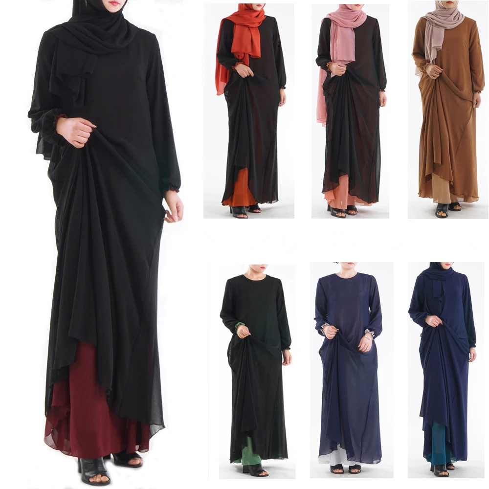

WEPBEL Double Sided Wear Muslim Dress Abaya Dubai Kaftan Malaysia Kimono Cardigan Hijab Dress Women Turkish Islamic Clothing