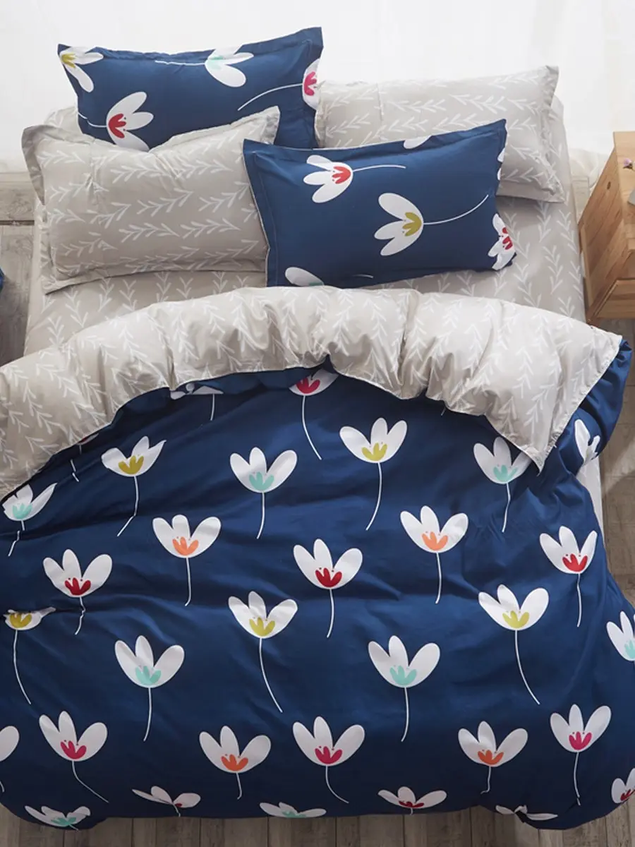 

4 Pcs Duvet Cover Set Sweet Floral Pattern Comfy Bed Set