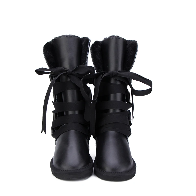 Vache chocolate Long Black Femmes Mujer Habuckn Véritable sand Neige De Imperméables Australie Fourrure Cuir En Classique D'hiver chestnut Bottes gray purple Peau Botas qTTaRg0v