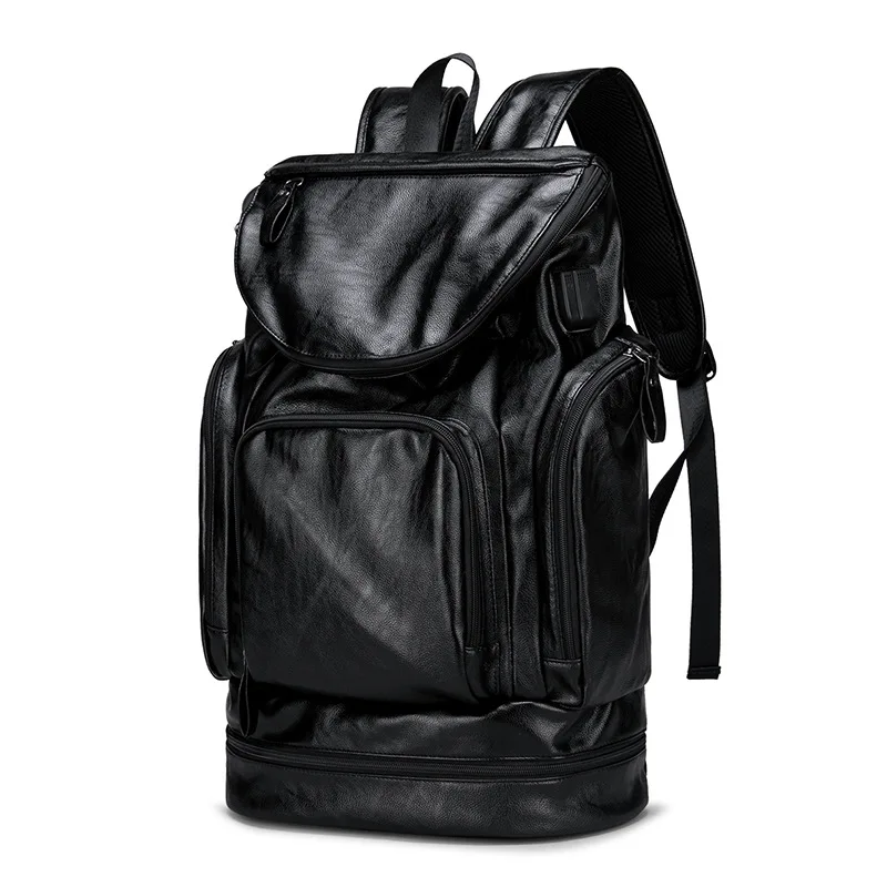 Мужские противоугонные рюкзаки для ноутбука 17 дюймов из искусственной кожи, рюкзак для ноутбука, рюкзак для путешествий, рюкзак с зарядкой через usb, сохраняющий тепло, сумки для обуви - Цвет: Model 1-Black
