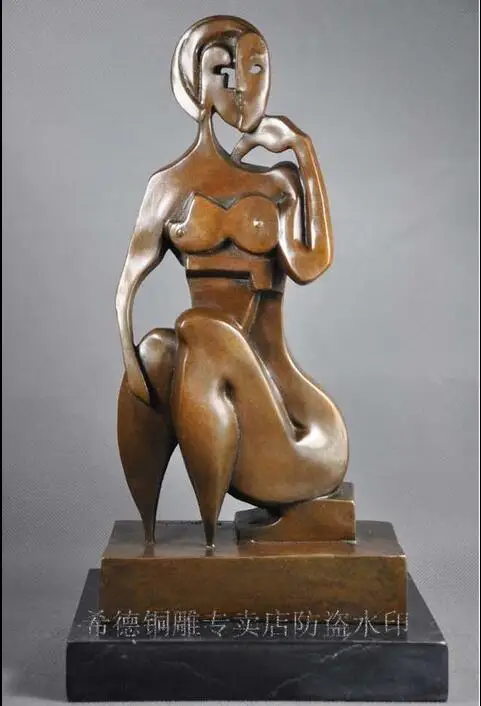 

Art Deco Sculpture Abstract Woman Figure Bronze Statue Signed
