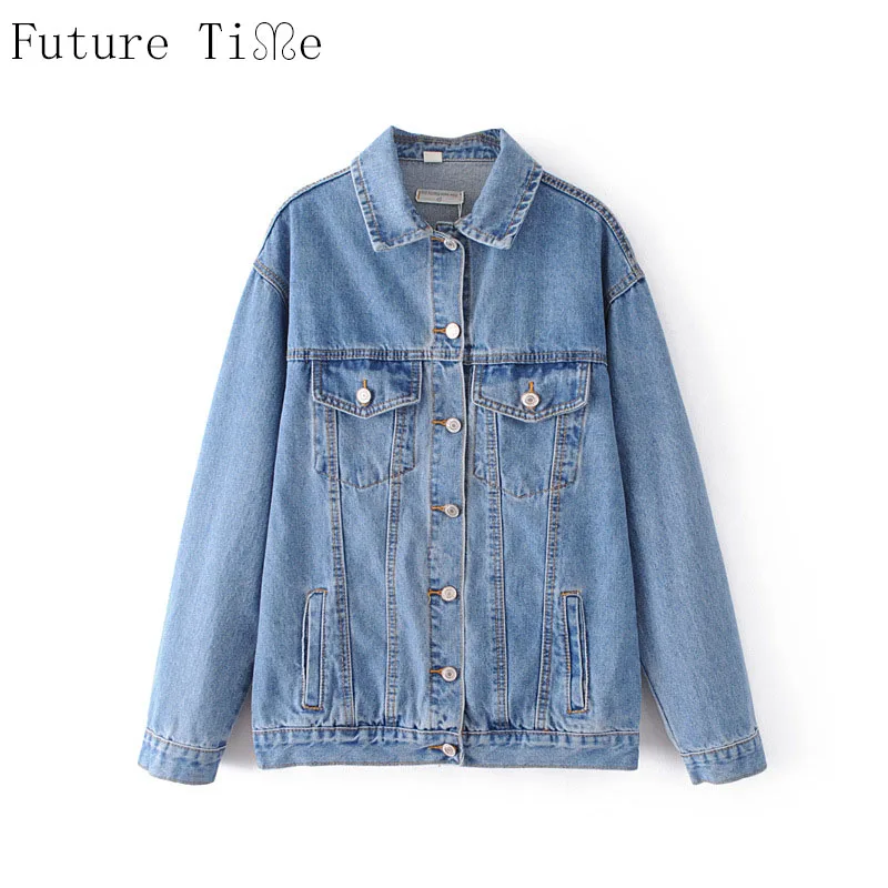 Future Time font b Women b font Denim font b Jackets b font Casual Solid Washed
