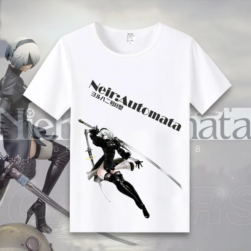 Coshome New Game NieR Automata 2B T-shirts NieRAutomata T Shirt Men Women Tops Short Sleeves Summer Tees (7)