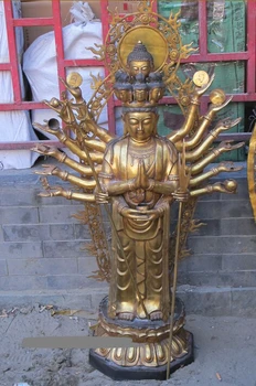 

bi001950 53"Tibet temple Bronze gild gold Sakyamuni 7 head 1000 Armed kwan yin Guanyin St