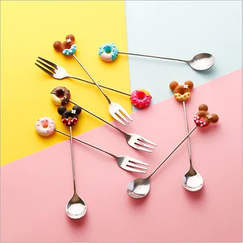 

Food Studio Photography Props Cartoon Tableware Fruit Fork Dessert Spoon For Food Tabletop Shooting Background Accessories