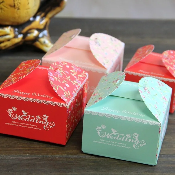 

festival supplies candy box bag chocolate paper gift package for Birthday Wedding Party favor DIY middle flower leaf Wh