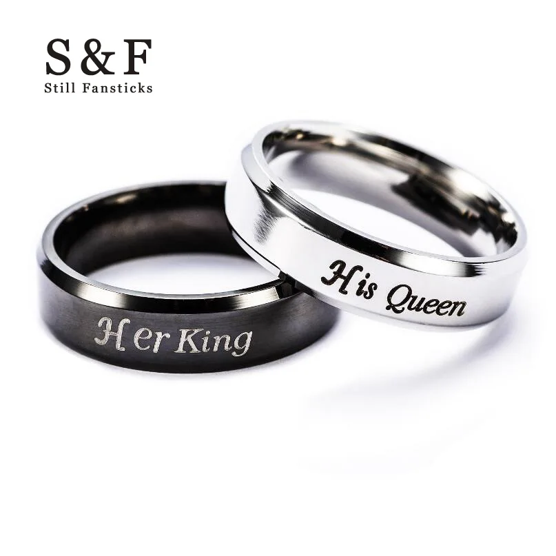 

King Queen Ring Stainless Steel Rings For Women Men Jewelry Anel Masculino Couple Aneis Anillos Wedding Mujer Bague Dropshipping