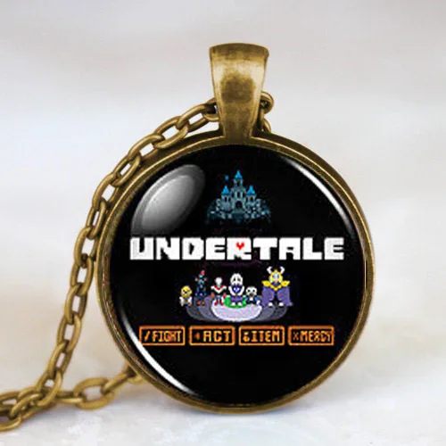 Undertale Menu Game Gamer Gaming Necklace man Mens Handmade Fashion brass silver Pendant