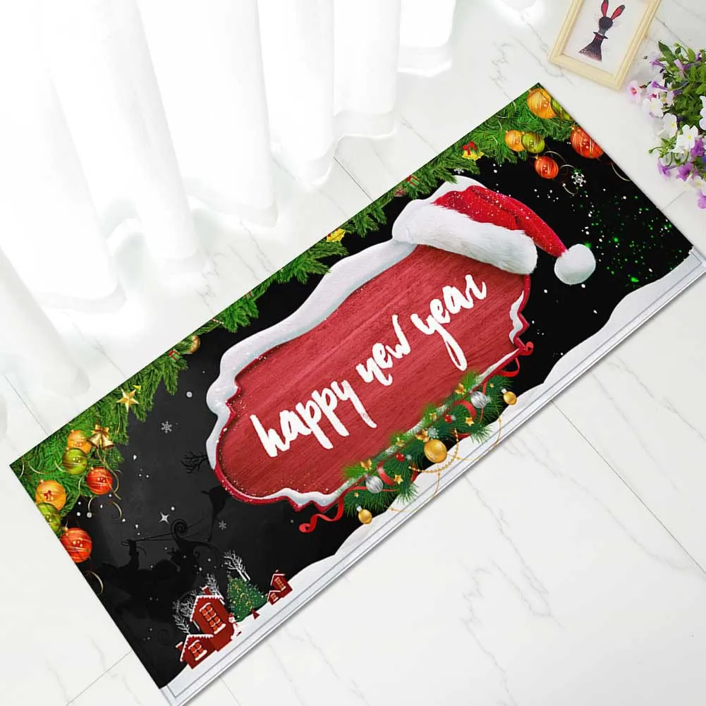 Zeegle Christmas Carpet Outdoor Entrance Door Mat Kids Room Bedroom Bedside Floor Mat Anti-Slip Hallway Kitchen Area Rug