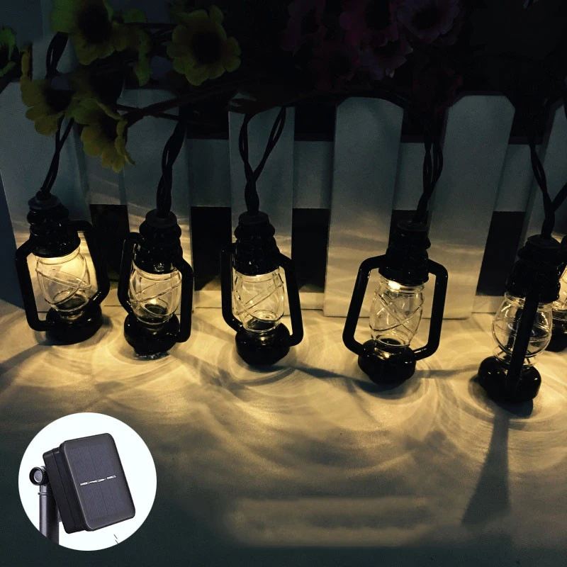 

20 Led 6CM Fairy Black Kerosene lamp Battery Operated String Lights 5m LED Decoration For Christmas Garland New Year gerlyanda