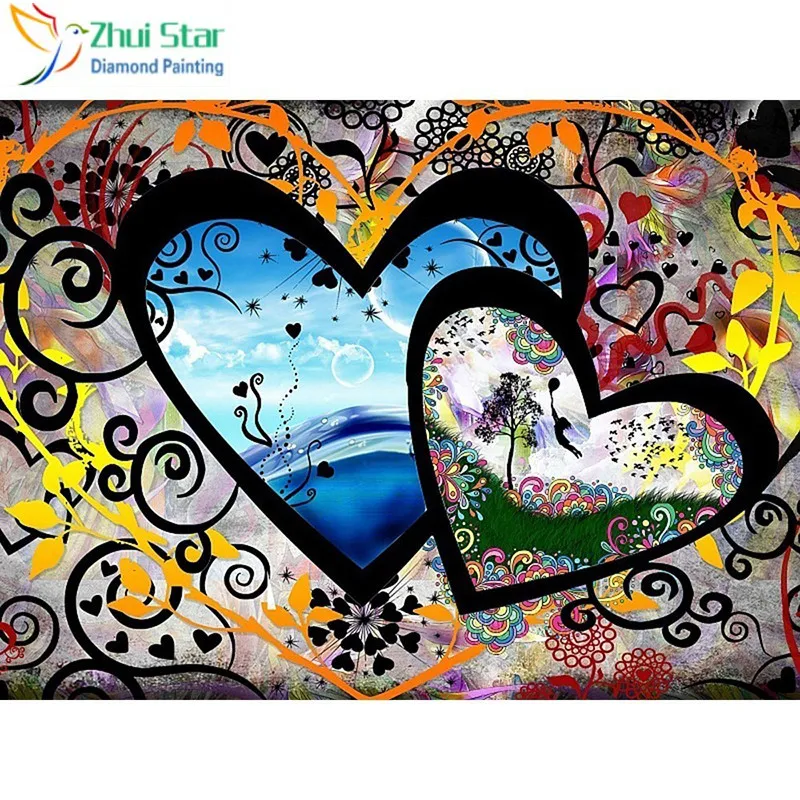 DIY 5D Diamond Painting Love Heart Full Square DIY Diamond Mosaic