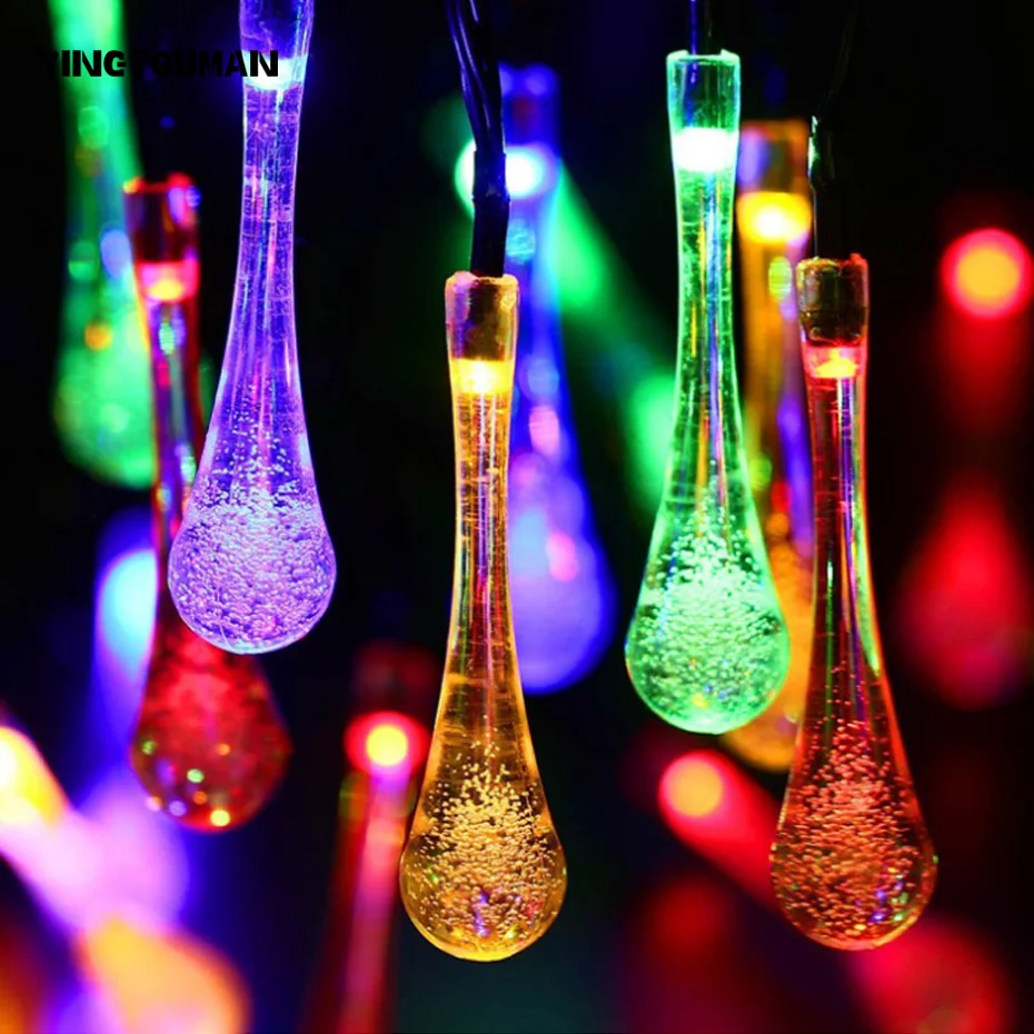 YINGTOUMAN Premium Quality 6m 30 LED Solar Christmas Lights Water Drop