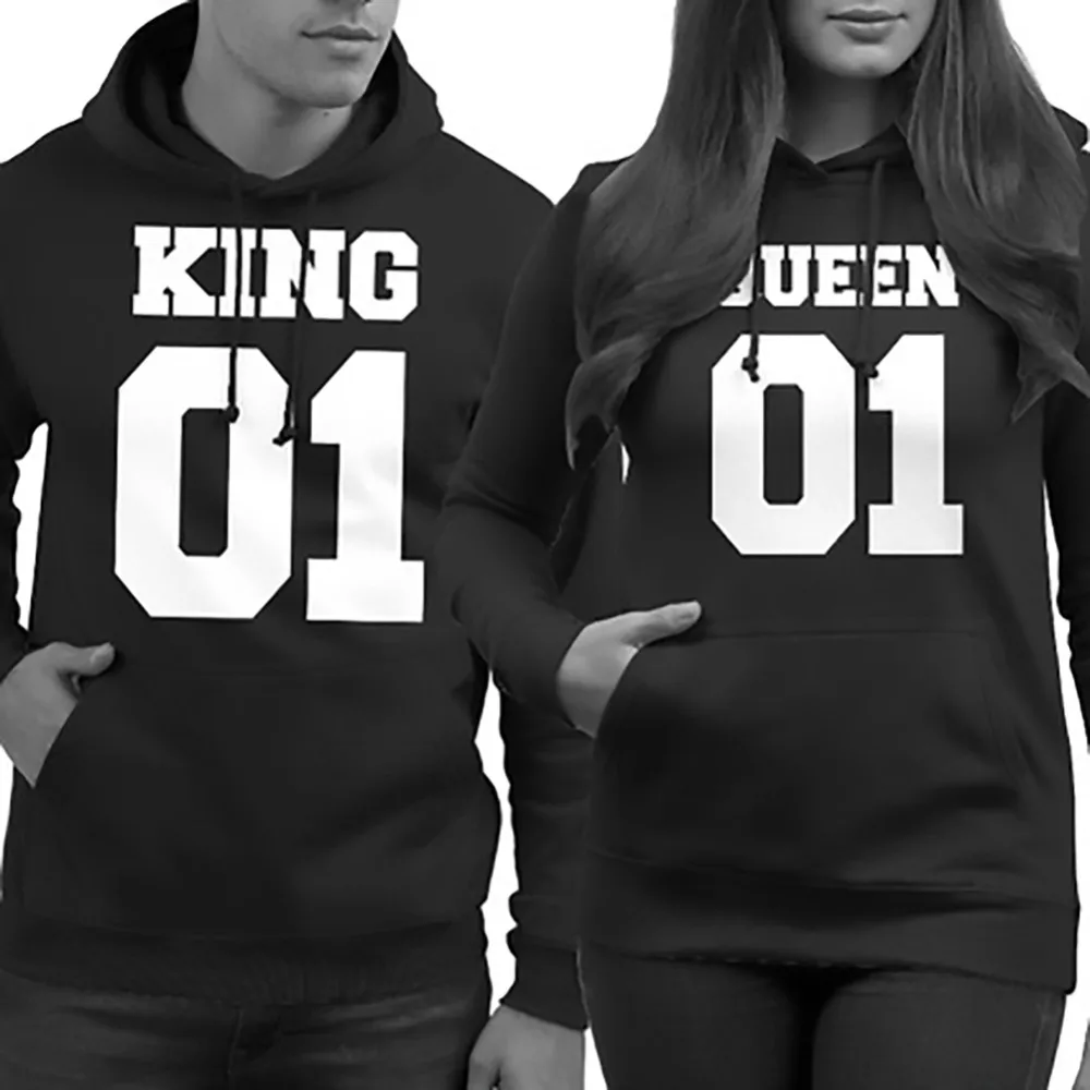 2106 Fashion King Queen Hoodie Couple Pullover Sweatshirt Unisex Hoodies Causal Long Sleeve Crewneck Tracksuit For Men Women