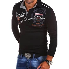 ZOGAA мужские рубашки-поло с длинными рукавами, большие размеры, S-4XL, с принтом в виде букв, приталенные повседневные рубашки, модные топы, футболки, рубашки поло, мужские