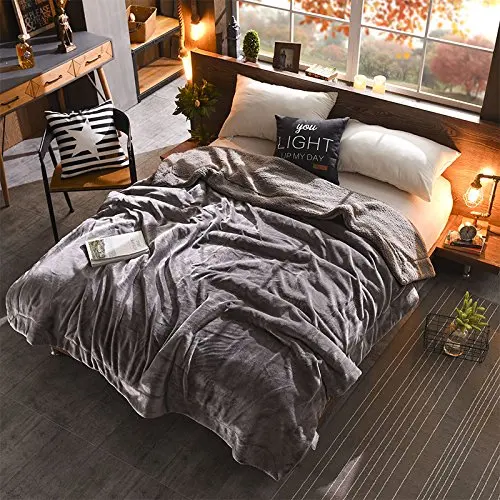 

WINLIFE Warm Sherpa Throw Blanket Reversible Fuzzy All Season Blanket for Bed or Couch