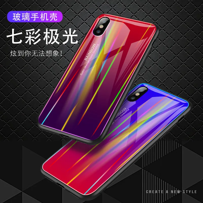 

Luxo Rainbow Caso Gradiente Para iPhone XS MAX XR X 8 7 Plus 6 s Aurora Anti-choque Para iPhone7 Protetor Protecao Colorido