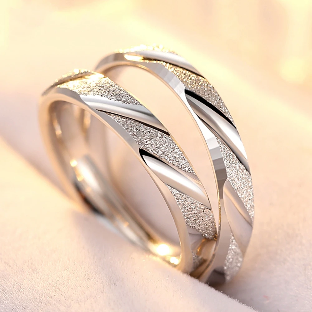 1PCS sterling-silver-jewelry Couple Ring Real Pure Sterling Silver 925 Jewelry Fashion Simple Style Lovers Rings For Women / Men