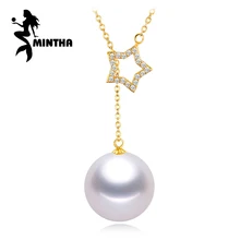 Mintha 18 К золото Peandant 9-10 мм круглый жемчужные украшения звезды ожерелья и кулоны богемный au750 ожерелья для женщин лучший подарок