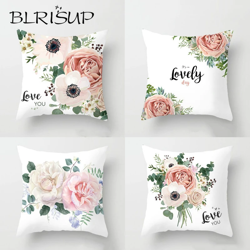 

BLRISUP Beautiful Floral Pattern Cushion Cover Sofa Throw Pillow Cover Decorative Cushion Covers 45x45 Square Pillow Case Cover