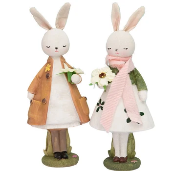 

European Pastoral Cartoon Carney Rabbit Figurines Miniatures Creative Resin Decoration Crafts Home Decoration Accessories Modern