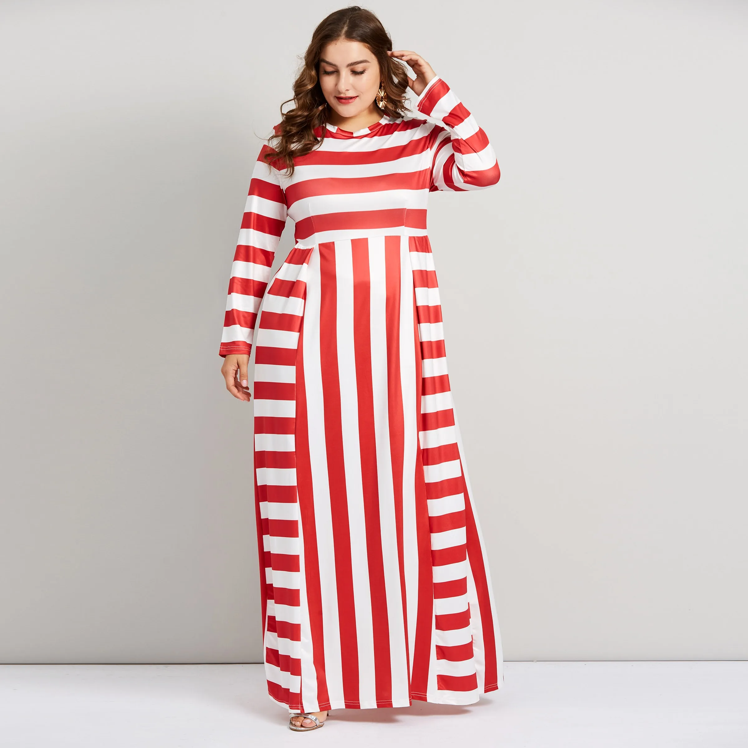 red and white maxi dress