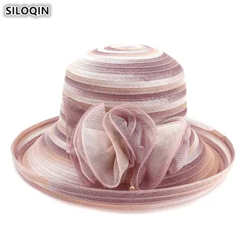 

SILOQIN Novelty Yarn Breathable Women's Beach Hat Oversized Visor Bucket Hats For Women Elegant Fashion Adult Lady's Summer Cap