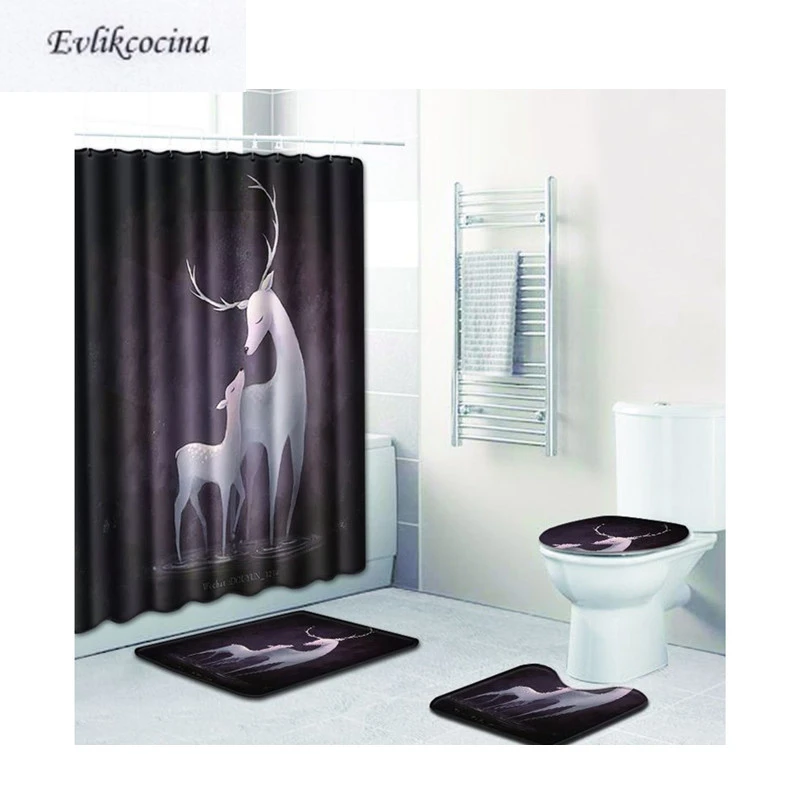 Free Shipping 4pcs Deer Mom And Baby Banyo Paspas Bathroom Carpet Toilet Bath Mat Set Non Slip Tapis Salle De Bain Alfombra Bano Bath Mats Aliexpress