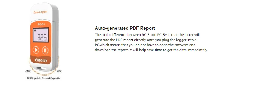 Elitech RC-5+ Высокоточный цифровой USB Регистратор данных температуры обновление для охлаждения, холодильной цепи транспорта, лаборатории и т. Д