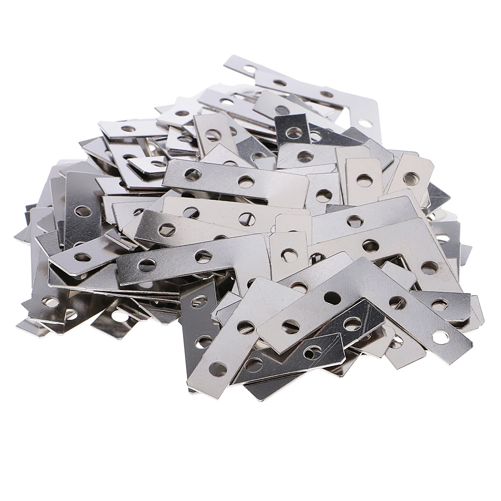 100Pcs Flat Metal L Shape Photo Picture Frame Corner Brace Repair Plate Bracket Right-angle Furniture Hardware Accessories 38mm