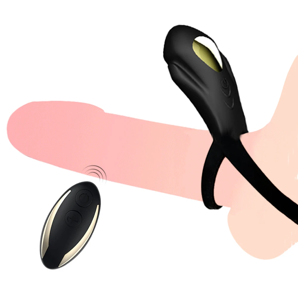 Penis Ring Vibrator Remote Control Vibrating Cock Scrotum Clitoris Stimulator Time Delay Couple Sex Toys for Adult Men Male | Красота и
