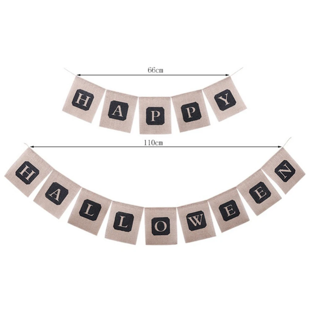 2 шт./компл. счастливые Хэллоуин слова декоративные флажки из джутовой ткани в пасторальном стиле для Хэллоуина вечерние декор с флагами