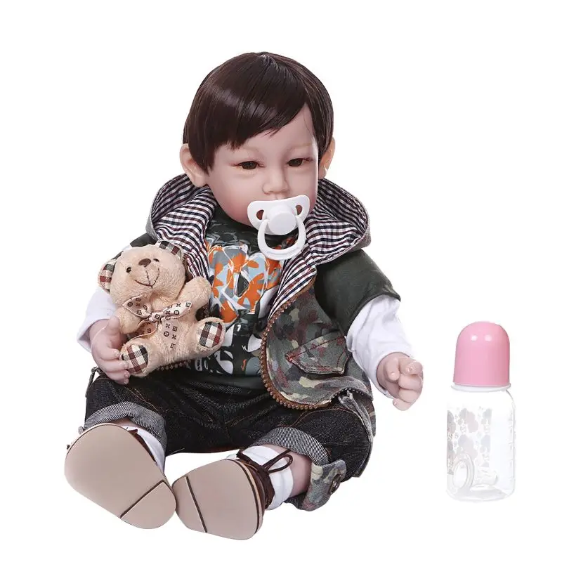 

50cm Reborn Doll Realistic Soft Silicone Vinyl Newborn Babies Toy Boy Clothes Pacifier Lifelike Handmade Gift