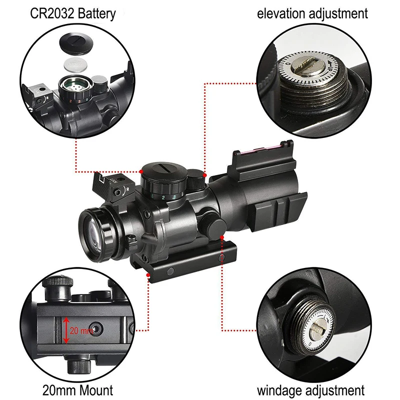 4x32 Acog прицел 20 мм ласточкин хвост рефлекторная Оптика прицел тактический прицел для охотничьего ружья винтовка страйкбол снайперская Лупа