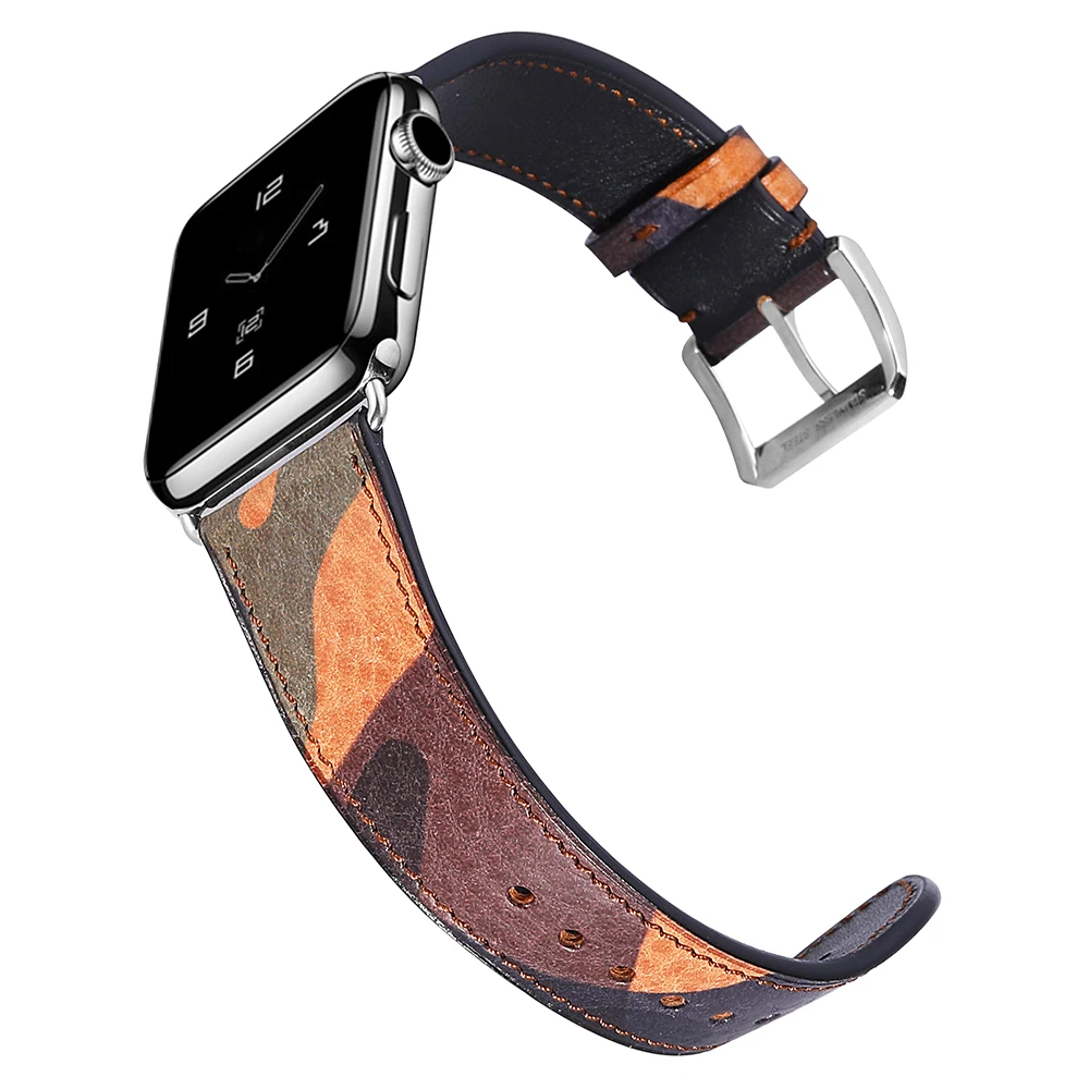 Ремешок Камуфляжный для Apple Watch Band 38 мм кожаный браслет Iwatch Series 3 2 1 42 мм|Ремешки
