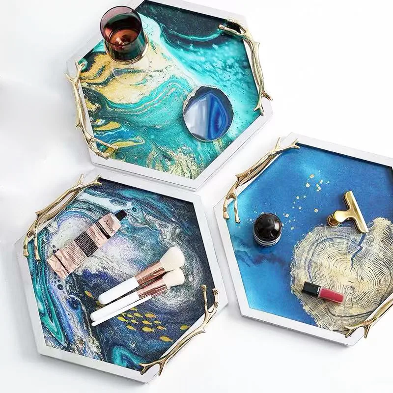 

Tea tray storage tray Nordic light luxury style creative living room decorative plate display tray