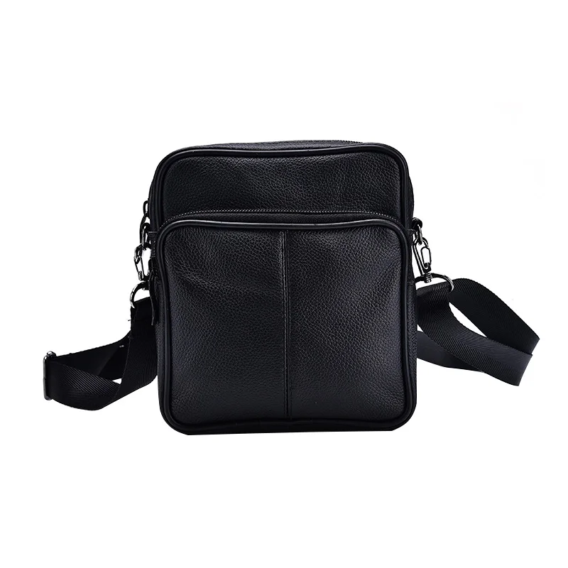 Genuine Leather Black Mini Crossbody Bags For Men Portable Men's ...