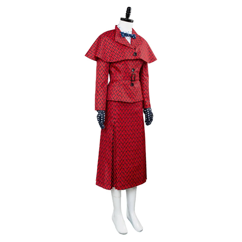 2018 Mary cosplay Poppins Return костюм красный платье шляпа для девочек Женский Взрослый