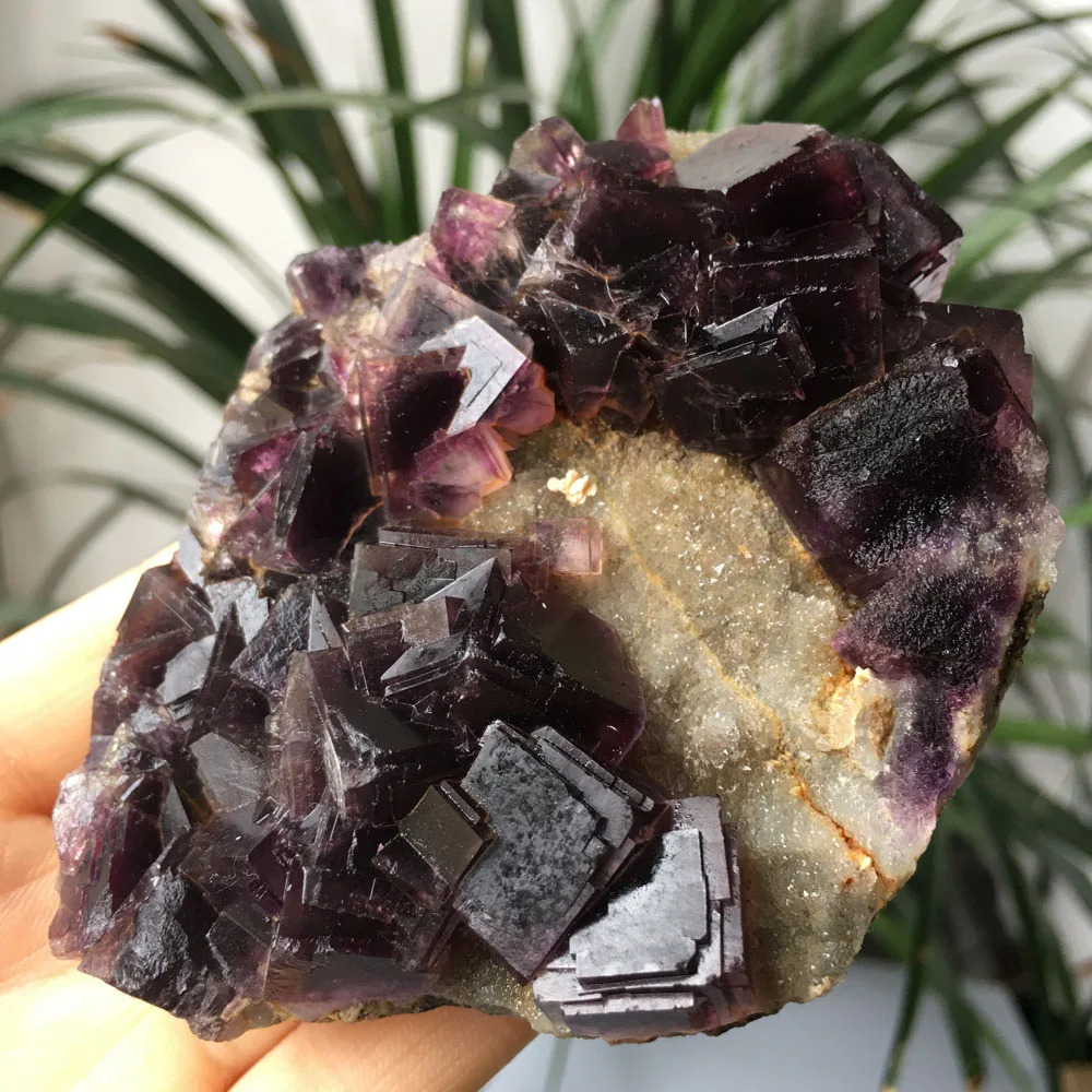 246 г Редкий Натуральный Цветной гроздь кристаллов кварца минеральный пурпурный флюорит образец