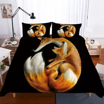 

3D Fox Cartoon Series Hot Bedding 2/3pcs Bedding Set full size bed set